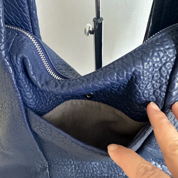 NWT Vince Camuto Lamb Leather Pleated Convertible Tote Blue Shoulder Bag - Picture 8 of 16